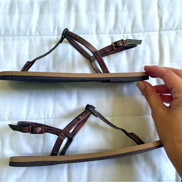 EUC Havaianas Womens metallic leather ankle strap sandals Sz 6 or EU 37/38 - Picture 5 of 10
